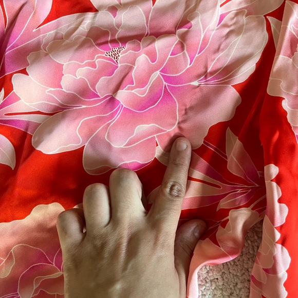 Sofía Intimates Floral Satin  Red and Pink summer Resort Wear Sleepwear Pants L - Picture 5 of 9